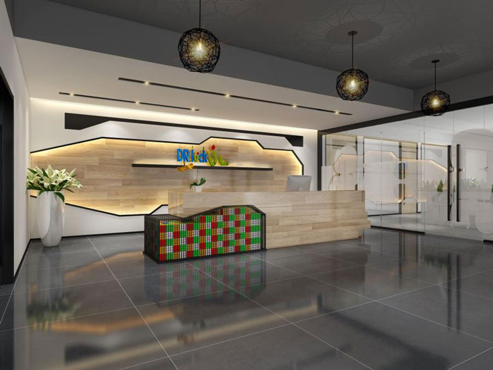 教育設備公司辦公室前臺裝修設計效果圖