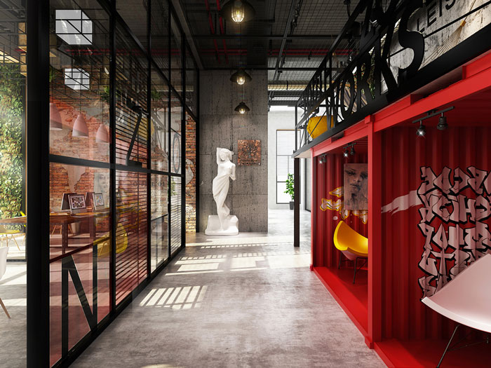 聯合辦公進門區效果圖