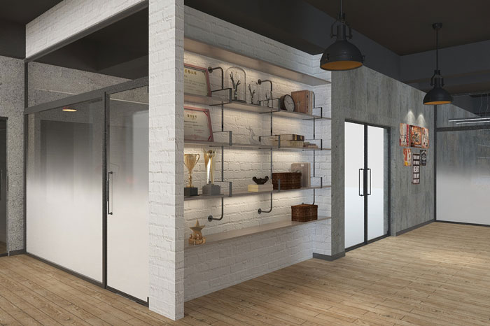 工業風辦公室展示區裝修設計效果圖