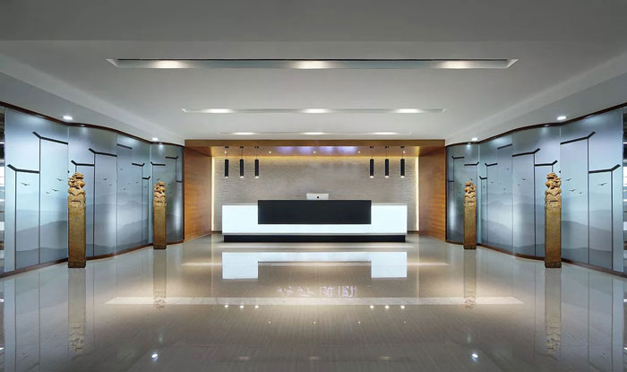 機(jī)電公司辦公室前臺裝修設(shè)計實景圖