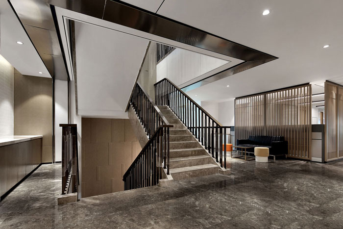 藥業公司辦公室二樓樓梯裝修設計效果圖