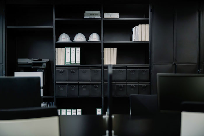 現代極簡辦公室書柜裝修設計效果圖