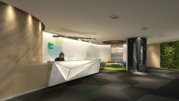 辦公空間前臺裝修設(shè)計效果圖