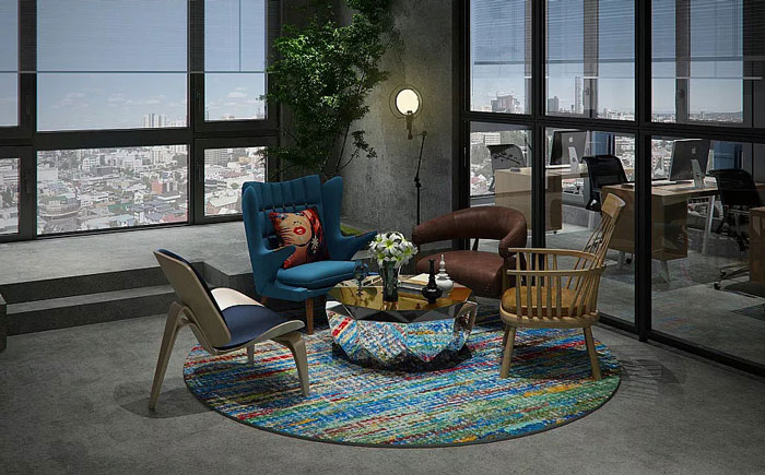 復古辦公室接待區裝修設計效果圖