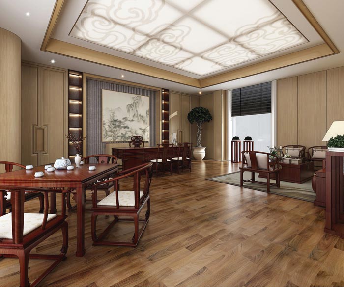 中式董事長辦公室裝修設(shè)計(jì)效果圖