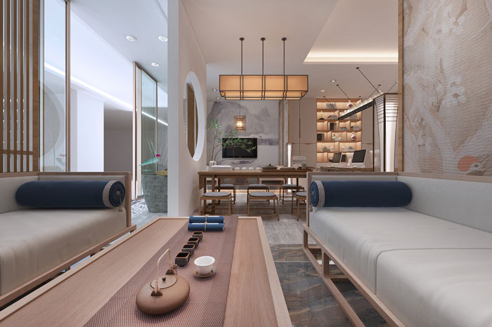 中式辦公室接待區設計方案