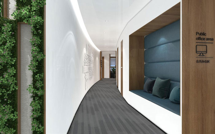 新中式辦公樓過道裝修設(shè)計(jì)效果圖