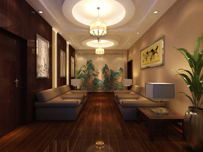 中式辦公樓接待區(qū)設(shè)計方案