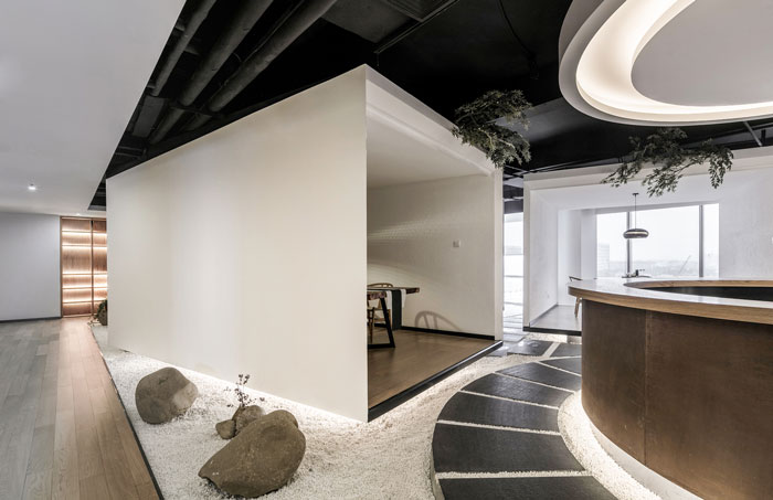 禪意辦公會所接待區裝修效果圖