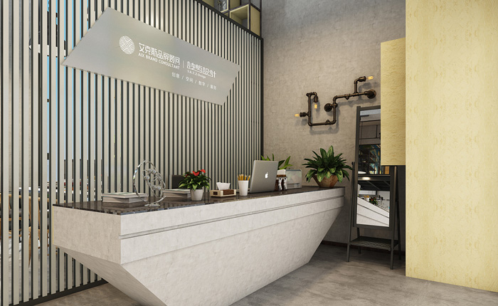 loft工業風辦公室前臺裝修設計效果圖