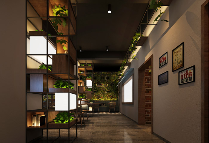 烤肉餐廳過道裝修設(shè)計(jì)效果圖