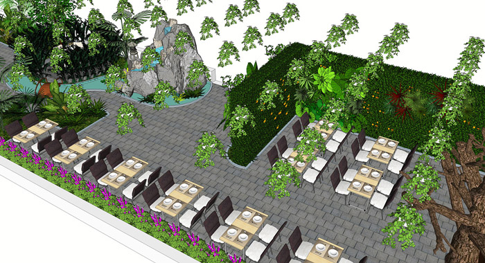 生態餐廳餐區效果圖