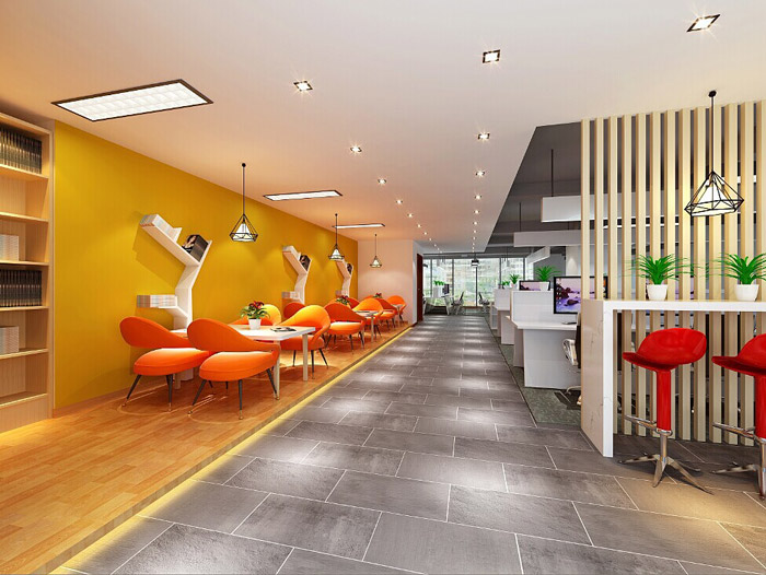 電商科技公司辦公室交流區(qū)裝修設(shè)計效果圖