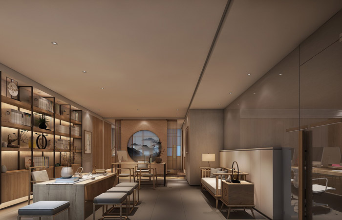 新中式總經(jīng)理辦公室設(shè)計裝修效果圖