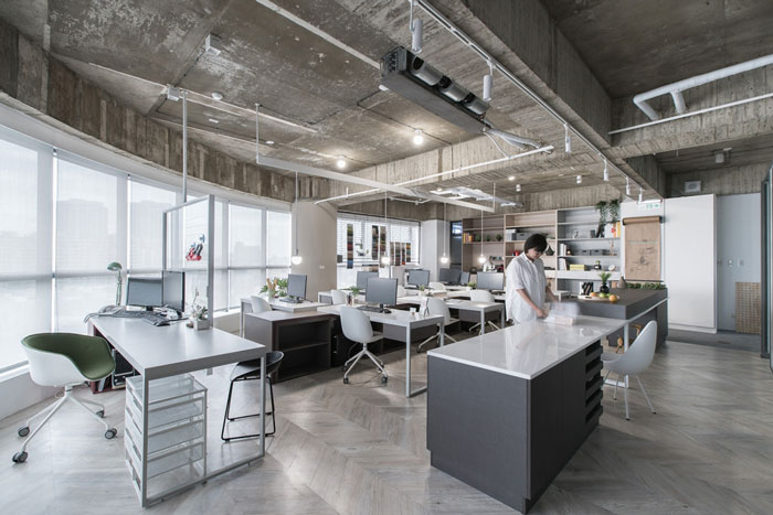 灰色系辦公室辦公區裝修設計效果圖