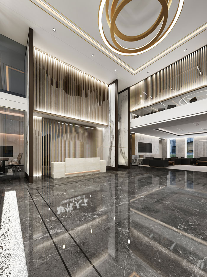 金融辦公室接待區(qū)裝潢設計效果圖