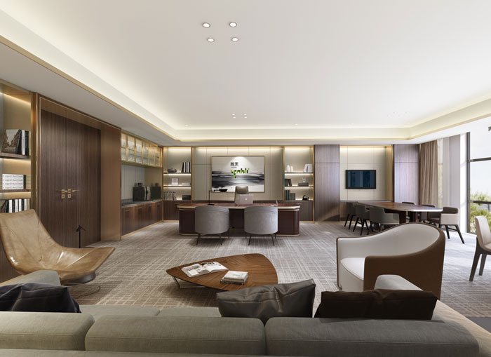 杭州集團公司總經理辦公室裝修設計效果圖